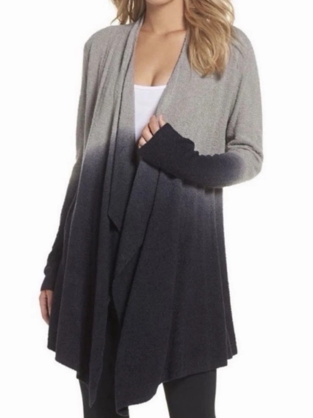 Barefoot Dreams Calypso Cardigan Bamboo Chic Lite Ombre Pewter Midnight L/XL